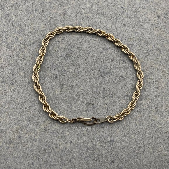 Silver Twisted Rope Bracelet Hook Closure Classic Chain - Picture 2 of 3